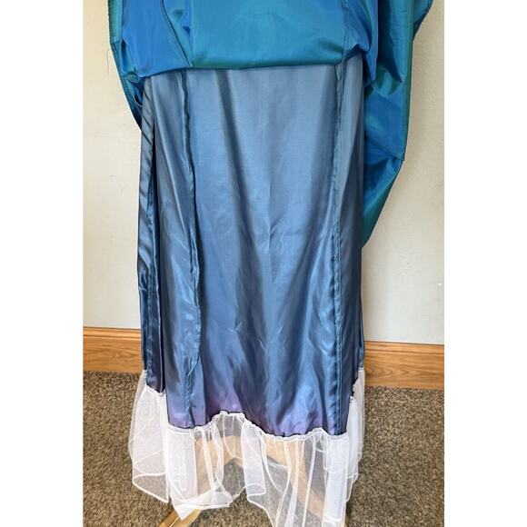 VTG Jessica Mcclintock Dress Sz 7 Formal Gunne Sax Blue Glitter Boning READ - Picture 11 of 16